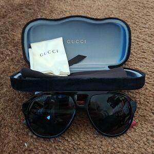 Gucci Black Aviator Sunglasses with Case